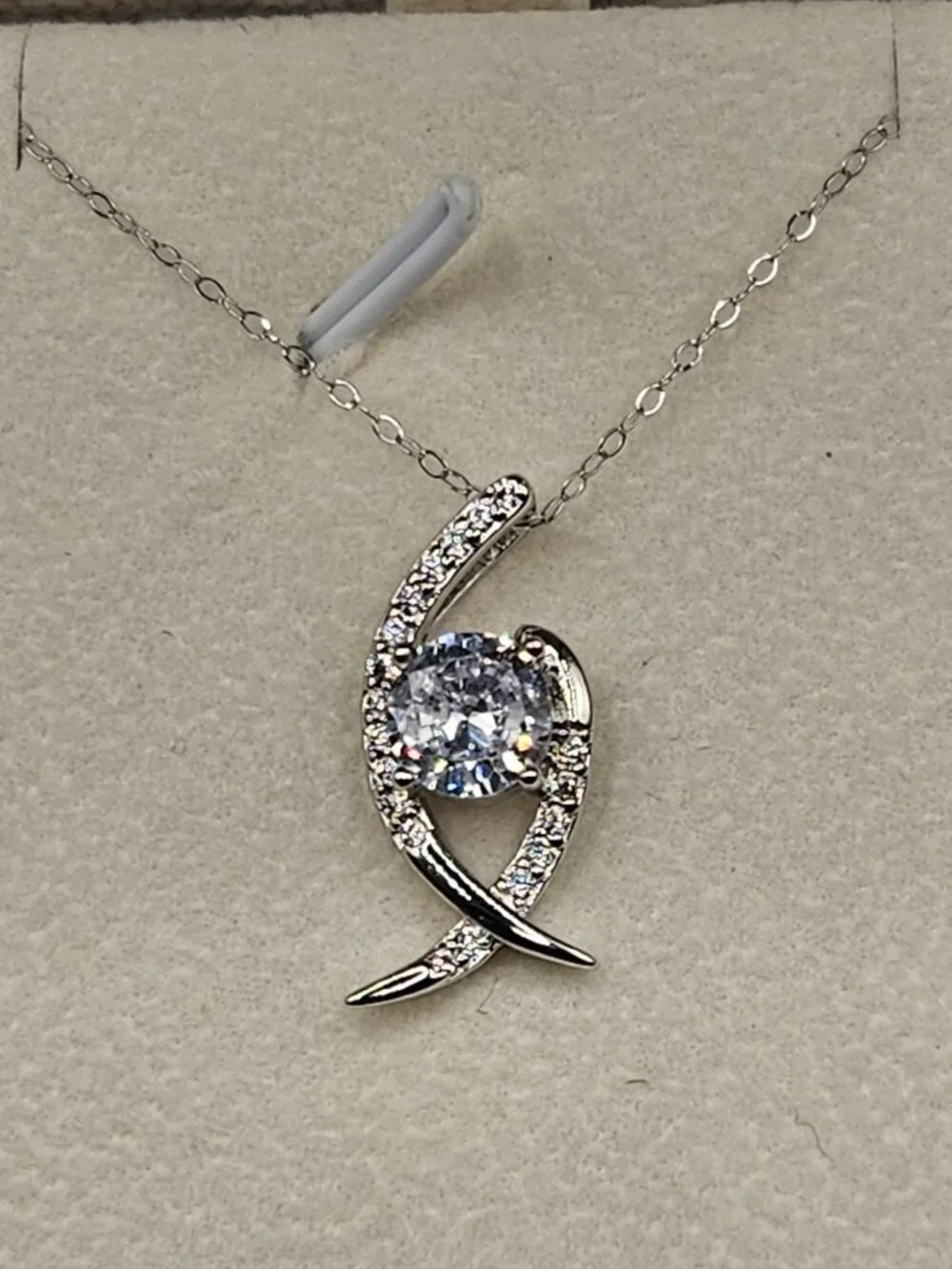 S925 Sterling Silver CZ Swirl Pendant Necklace 20